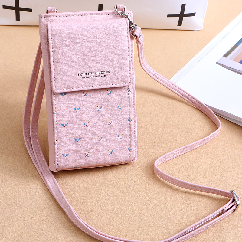 nouvelles femmes portefeuille décontracté téléphone portable portefeuille grand porte-cartes portefeuille sac à main sac à main pochette messager bretelles sac: Light Pink c22-1