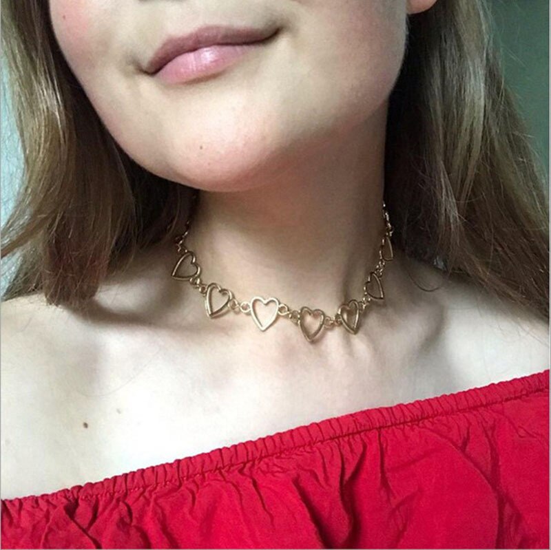 Mujer Koreanische Süße Liebe Herz Halsband Halskette ErkläSprosse Freundin Nette Halskette Schmuck Collier Femme