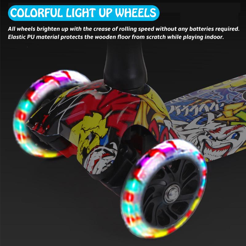 Cartoons character Micky Mouse adjustable Height Folding Drift Scooter with 3- Wheels for Children Girls Boys and Adults (Blue)