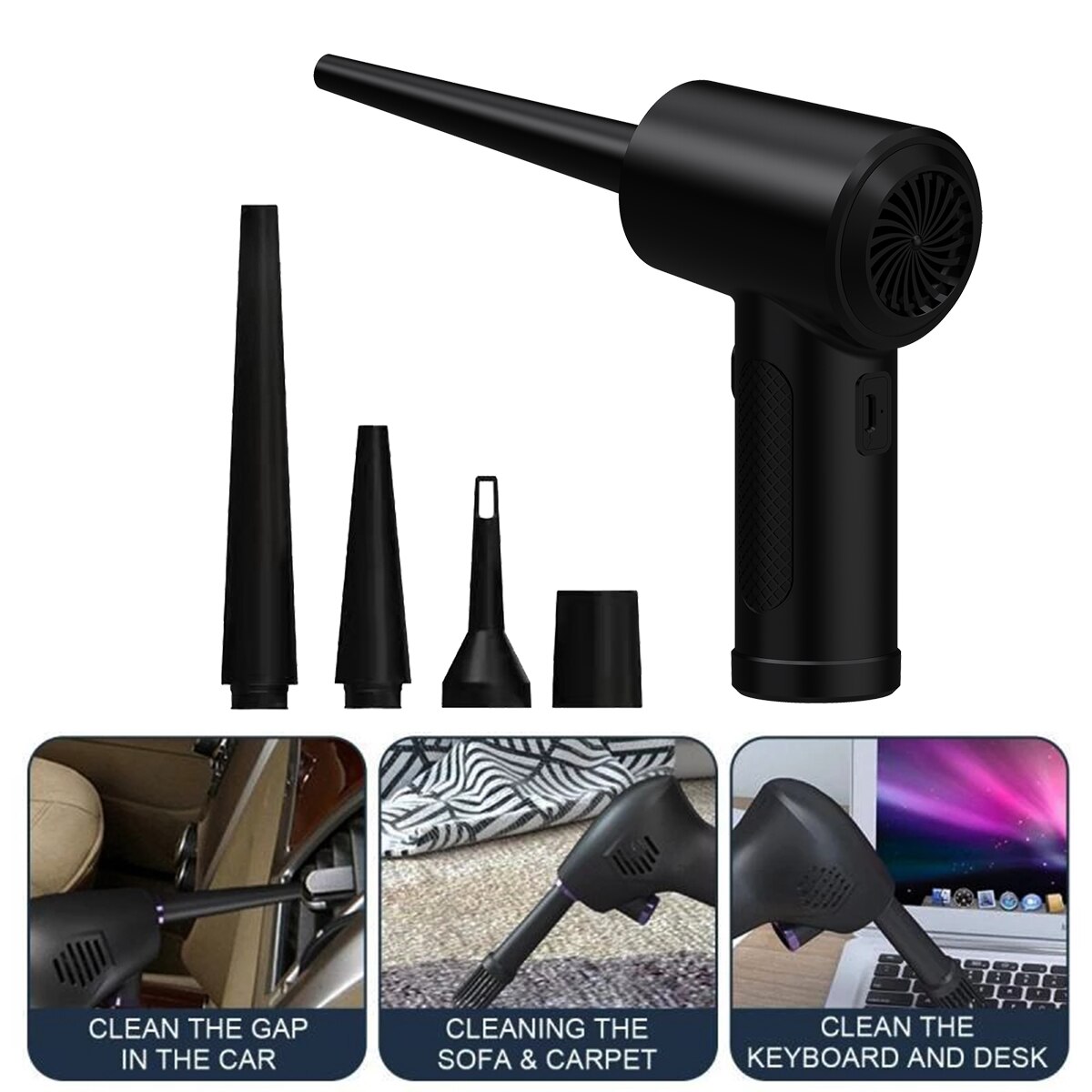MECO Upgrade 2.0 Air Duster Wireless Air Blower Compressed USB Handheld PC Laptop Car Keyboard Electronics 6500mAh 50000RPM EU