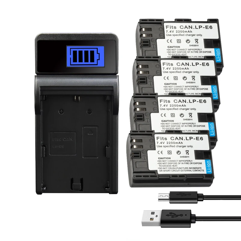 LP-E6 LP E6 cargador de batería para Canon EOS 5DS 5D 6D 7D 60D 60Da 70D Mark II Mark III 80D XC10 DSLR LPE6 2200mAh baterías: Otros