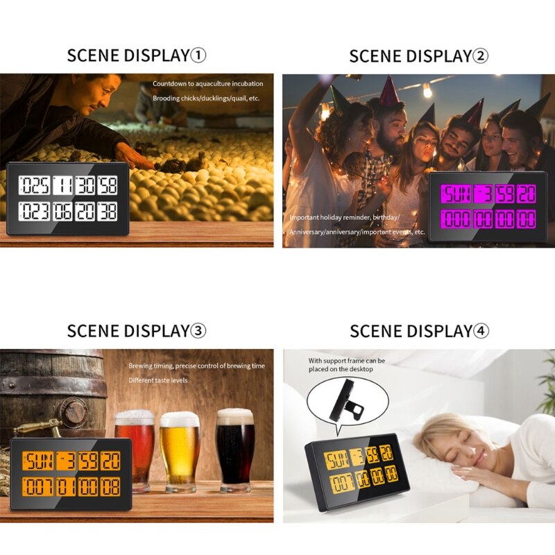 2022 Digital Kitchen Timer with Dual Countdown Stop Watches Timer/Magnetic Timer Clock Calender 999 Days Timer Farm Hatch