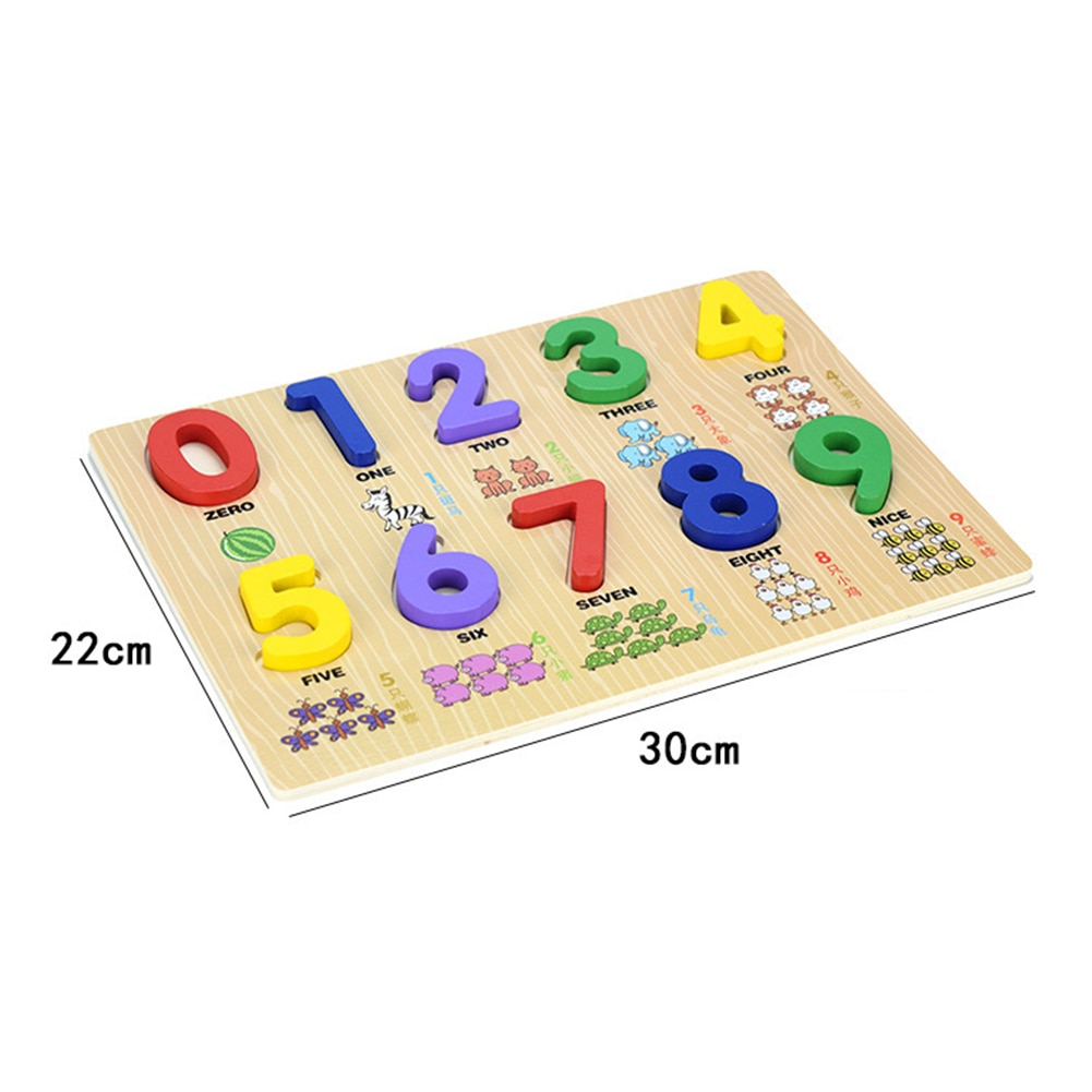 Animal Print Houten 0-9 Nummer Puzzels Board Tellen Math Learning Kinderen Speelgoed Grote Educatieve Houten Puzzels Grote