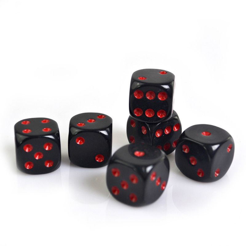 24 Stks/set 16 Mm Dobbelstenen Ronde Hoek Punt Dobbelstenen Rpg Gokken Games Cube Party Bordspel Zwart Rood Met Fluwelen tas N58B