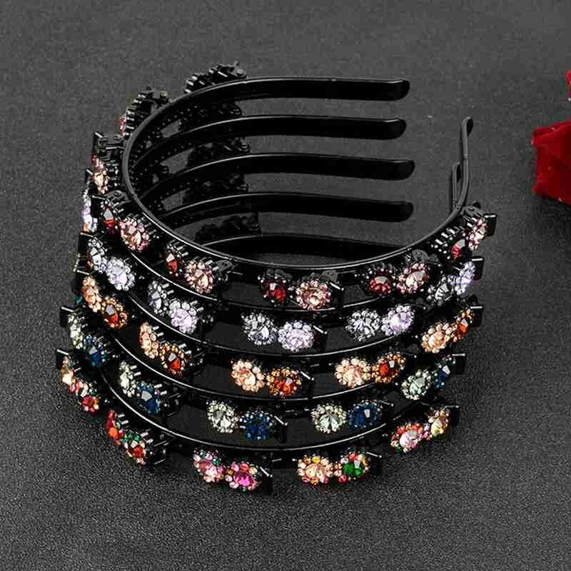 1 stücke Stirnband Strass Stirnband Frauen Haar Bands Band Krallen Clips Doppel Pony Frisur Haarnadel Haar Clip Zubehör