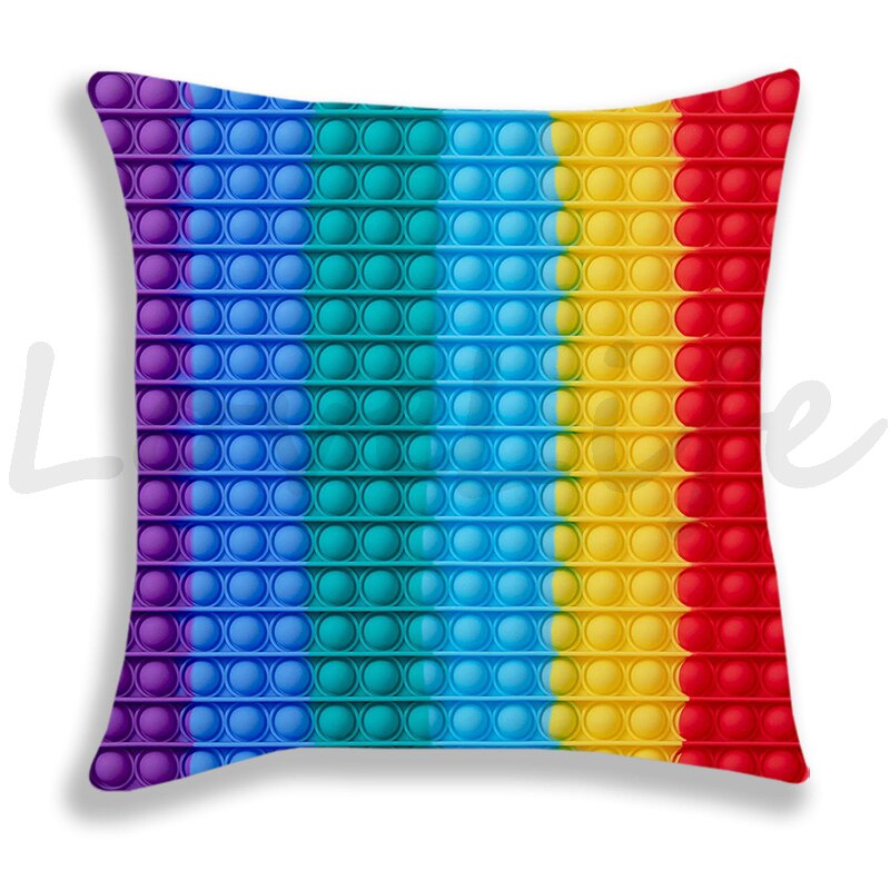 Pop Het Afdrukken Kussensloop Regenboog Kleur Leuke Kussenhoezen Sofa Stoel Bed Kussensloop Huis Decoratieve Kussensloop 45Cm * 45Cm: 1