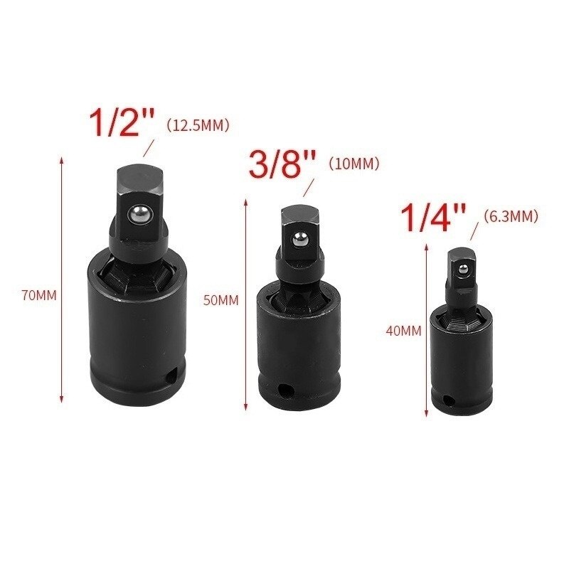 360 Degree Swivel Knuckle Joint Air Impact Wobble Socket Adapter Hand Tool 1/2 3/8 1/4