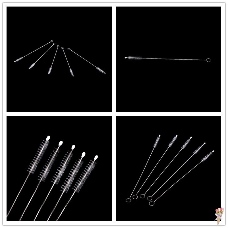 5 unids/set cepillo de tubo de succión tubo de vidrio cepillo de limpieza suave en espiral para botellas de leche de bebé