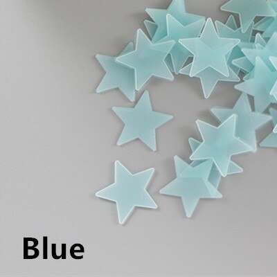 100Pcs 3D Lichtgevende Sterren Stippen Muursticker Kids Slaapkamer In De Dark Sterren Glow Muurstickers Sterren: blue