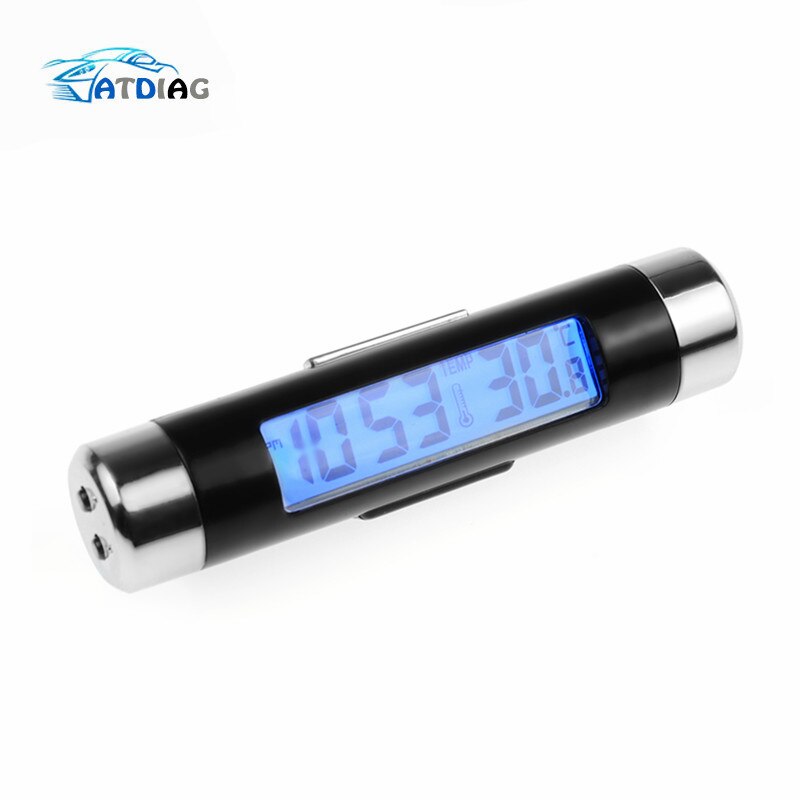 2- in- 1 auto lcd clip-on digitale temperatuur thermometer klok kalender auto blauwe achtergrondverlichting klok auto accessoires