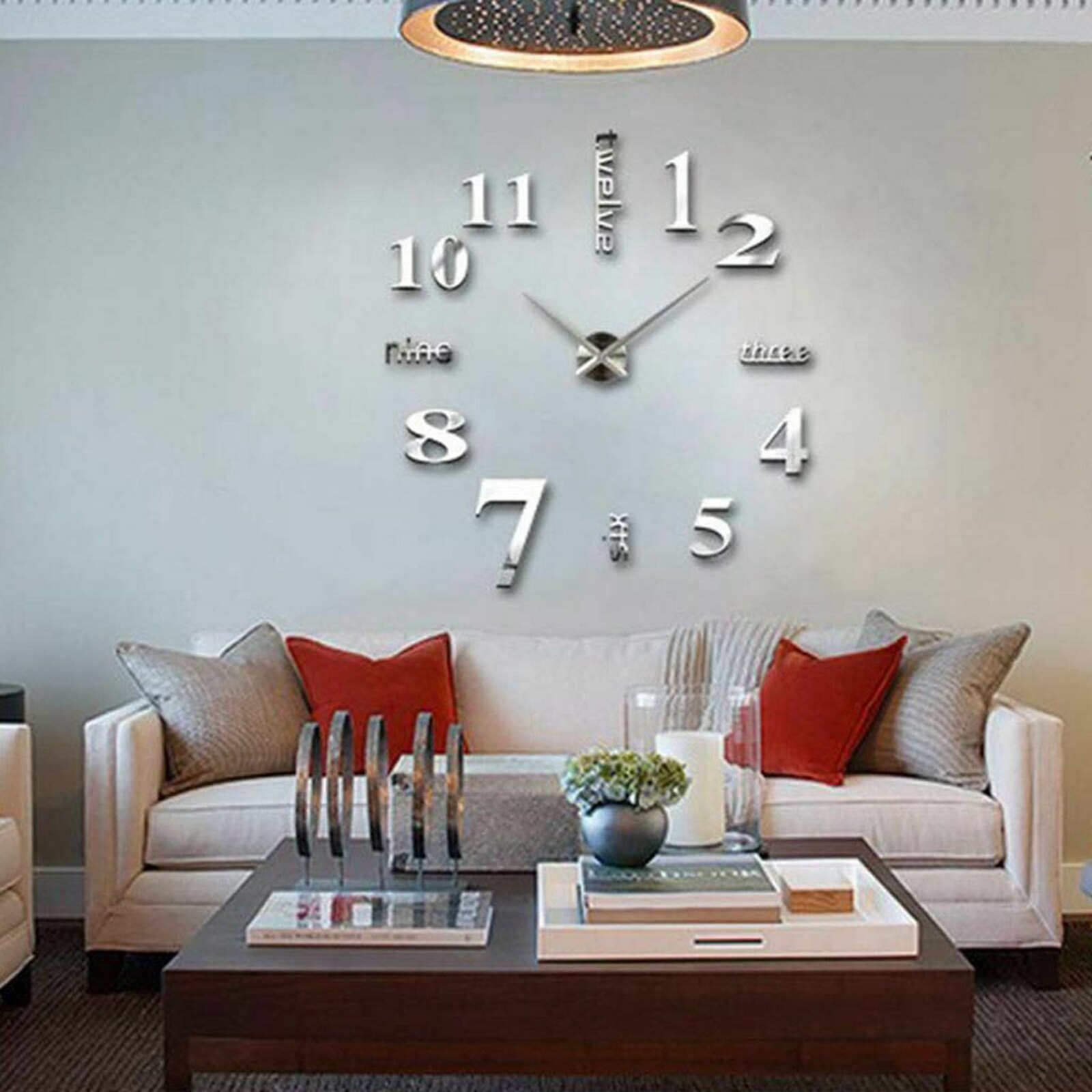 3D DIY Wall Clock Sticker Decor Mirror Frameless Large Quartz Wall Clock Kits for Home Living Room Office Bedroom Decoration