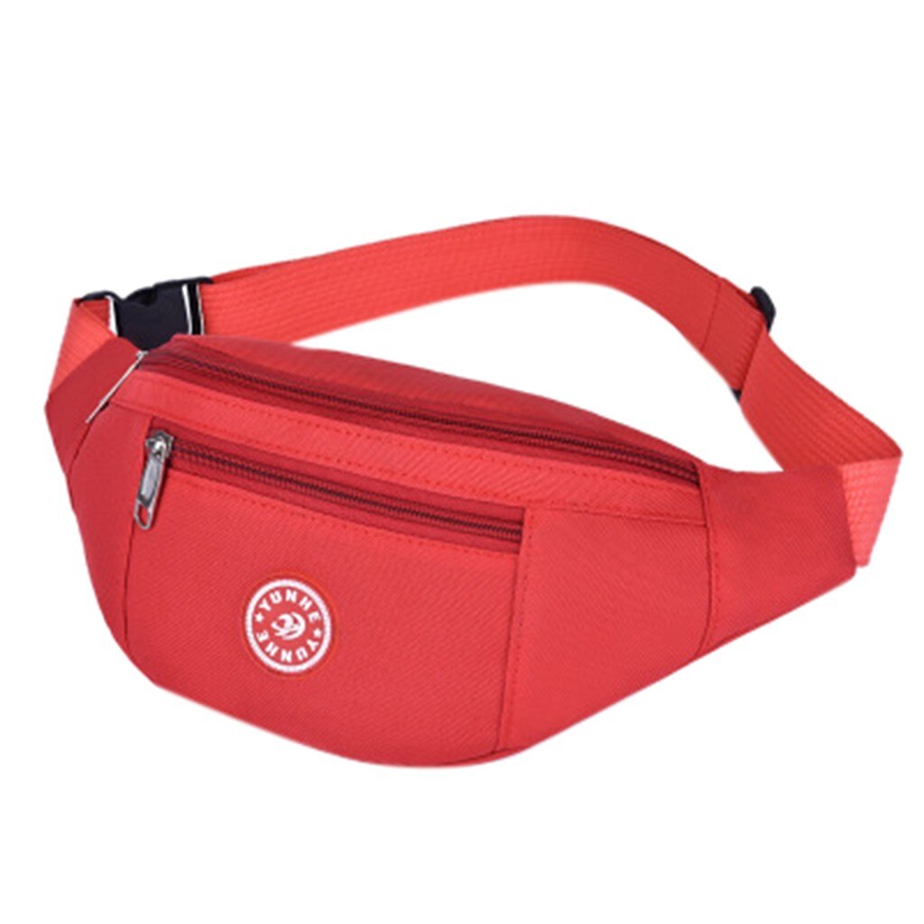 Sac de taille multifonctionnel étanche poches unisexe décontracté épaule sacs de messager fermeture éclair sac étanche p5: Rouge