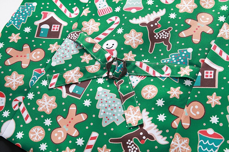 Groene Kerst Vest Mannen Mode Gingerbread Man Snowflake Print Vesten Mannen Navidad Party Festival Kostuum Chaleco