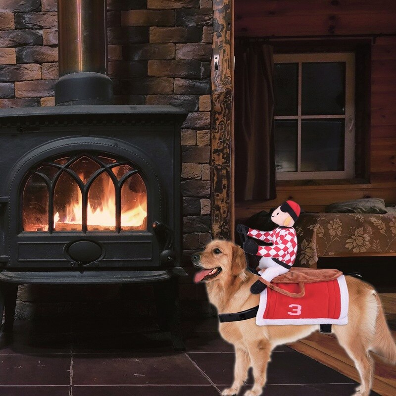 Halloween Funny Pet Dog Clothes Midlee Red Jockey Pet Costume For Dogs Puppy Horseman Jockey Cosplay Costume Pet Supplies
