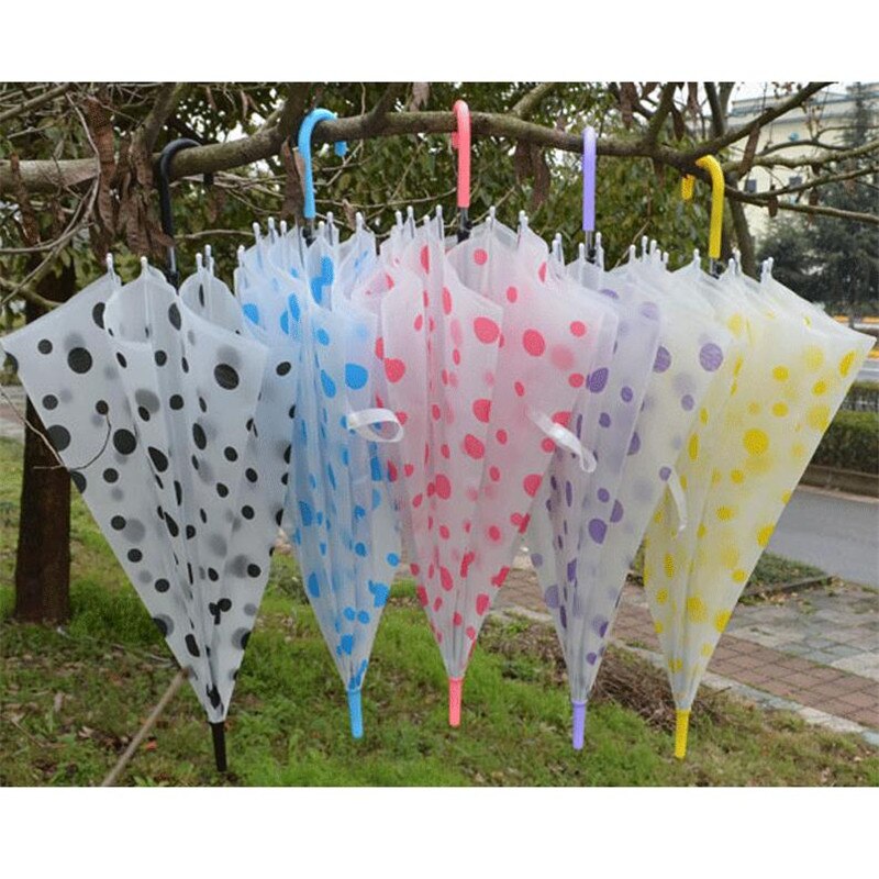 Coloré Transparent automatique pluie parapluie dôme fête de mariage faveur étanche joli point clair/arc-en-ciel parapluie couleur aléatoire