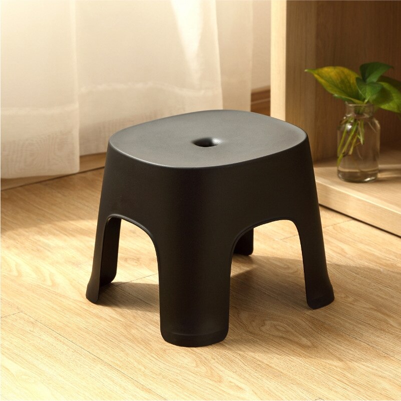 Household Bathroom Plastic Children's Stool Thickened Anti-slip Shoe Changing Stool Kid's Stepping Bench Stable Bedside Stools: Black