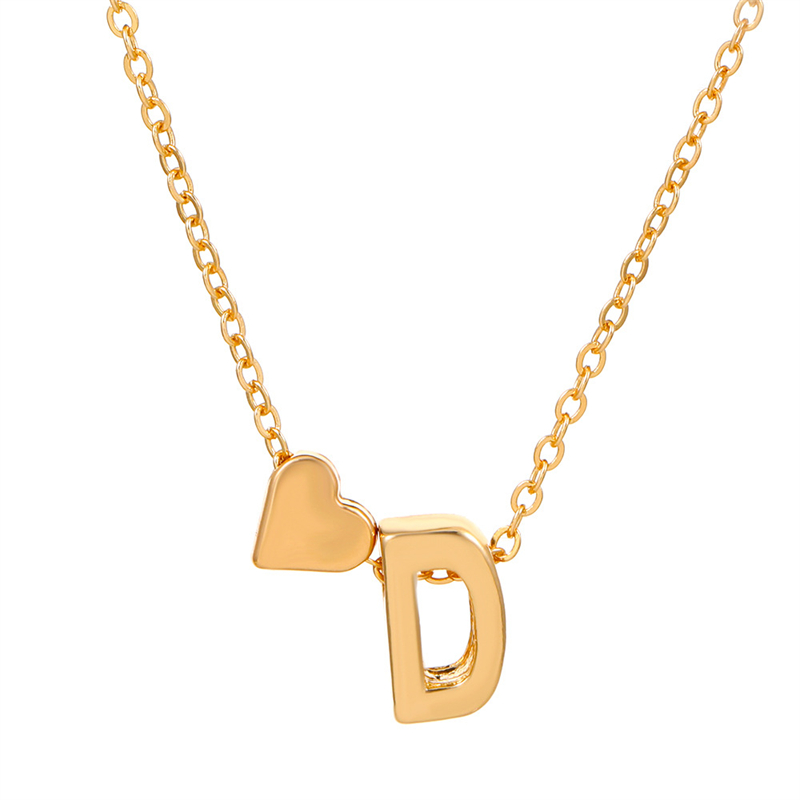 Nueva , collares de A-Z Capital para mujer, cadena corta de Color dorado, colgantes de corazón, artículos diarios sexis, joyería para el cuello, collar de decoración para: Rojo óxido
