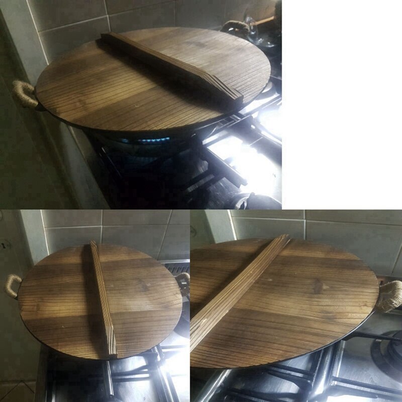 Couvercle de casserole de cuisine en bois de 2 pièces couvercle de casserole couvercle de couvercle de Pot de cuisson en bois Anti-échaudage -26Cm & 30Cm