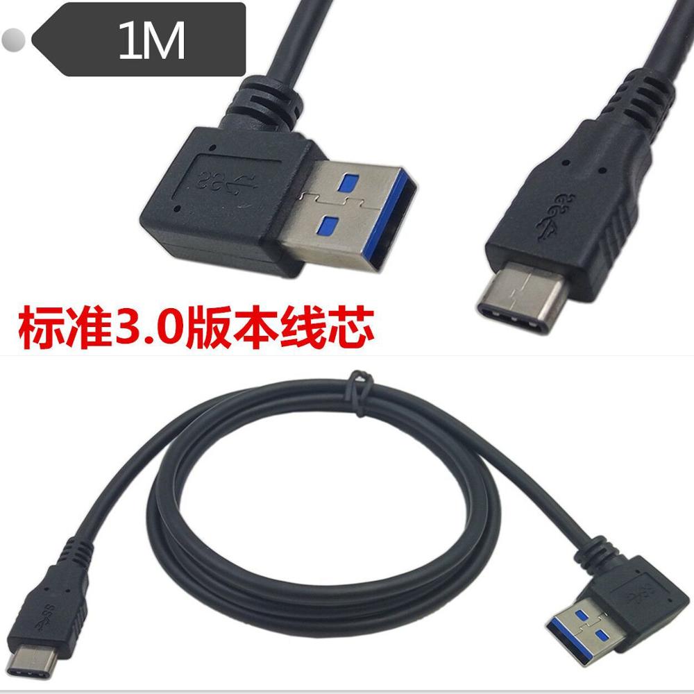 90 graden LinksHaakse USB 3.0 (Type A) Male naar USB3.1 (Type-C) mannelijke USB Data Sync & Charge Kabel Connector (Zwart) 1m