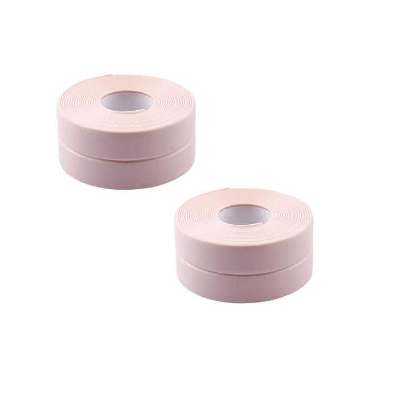 2pcs/Set Bathroom Stickers Shower Sink Bath Sealing Strip Tape White PVC Self Adhesive Waterproof Wall Sticker Bathroom Kitchen: 2pcs pink