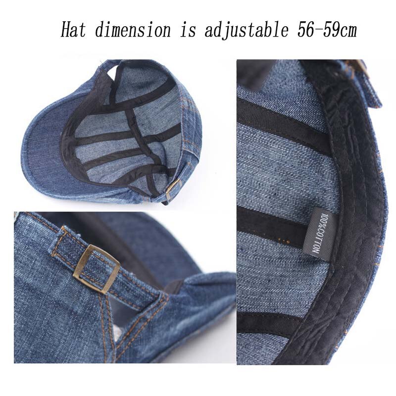 Denim Nähte Baskenmützen Herren Baskenmütze Kappen retro Lässige Baskenmützen Flache Kappe draussen Reise Freizeit Headwear Sommer Sonne Hüte