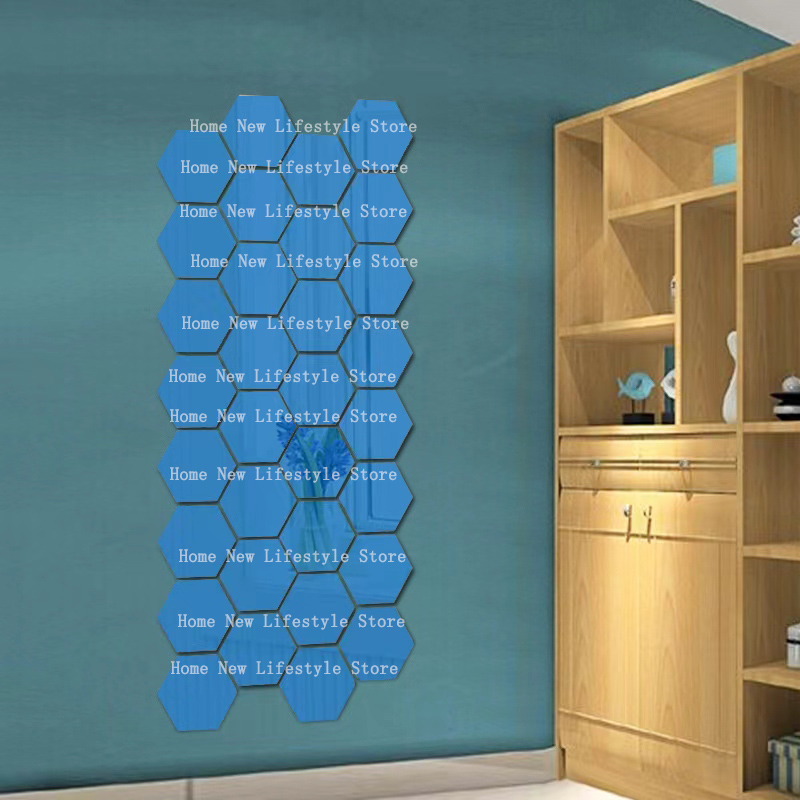 12 sztuk 3D naklejki ścienne z efektem lustra sześciokątne akrylowe samoprzylepne płytki mozaikowe naklejki usuwalna naklejka ścienna dekoracje dla domu DIY Sztuka lustro