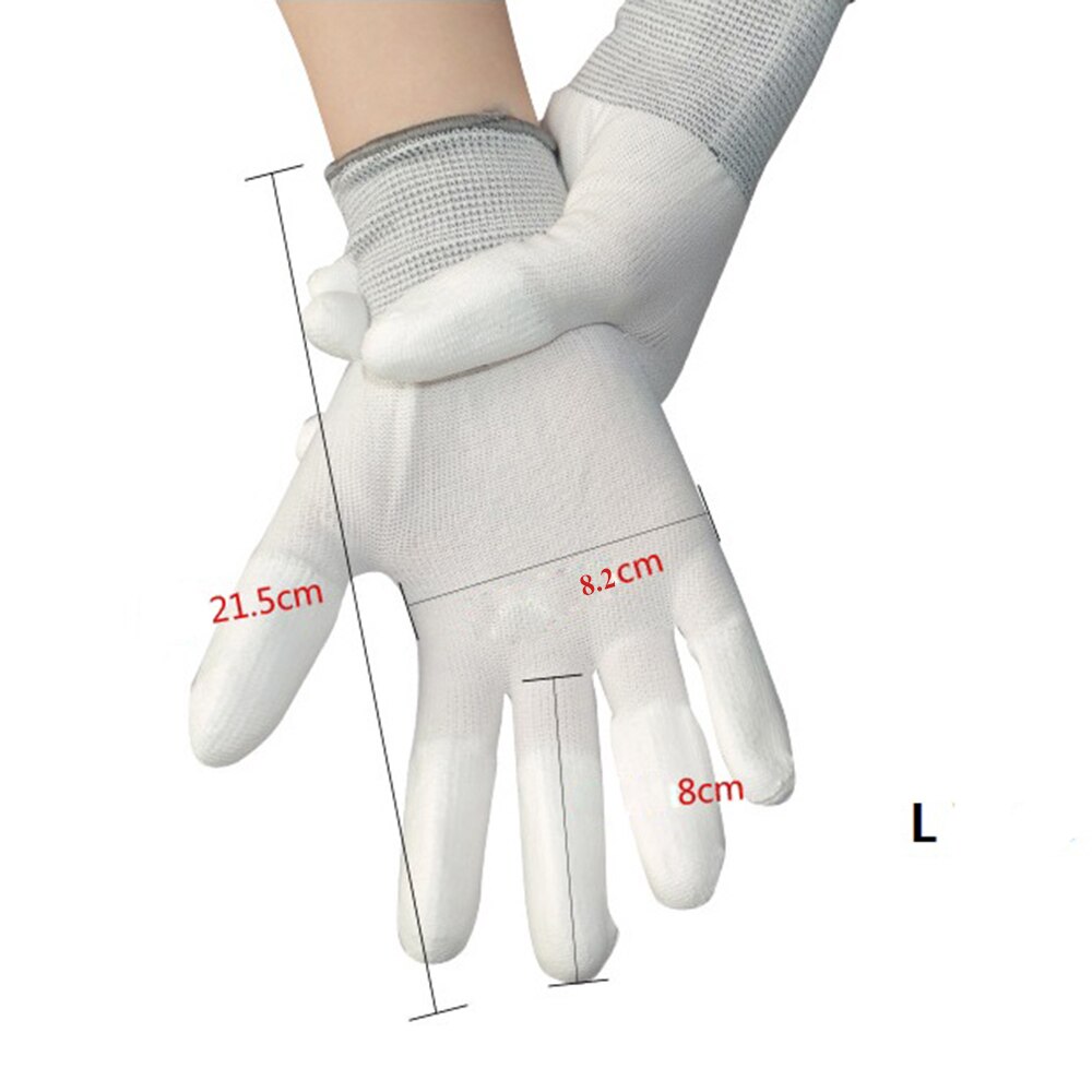 1 Paar Antistatische Handschoenen Anti Statische Esd Elektronische Werkhandschoenen Pu Gecoat Gecoat Vinger Pc Antislip Voor Vinger Bescherming: L