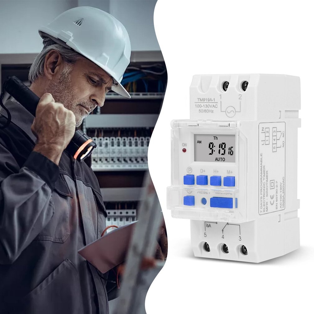 Electronic Weekly 7 Days Programmable Digital TIME Relay Timer Switch Control AC 110V 220V 12V 24V 5V 16A Din Rail Mount THC15A