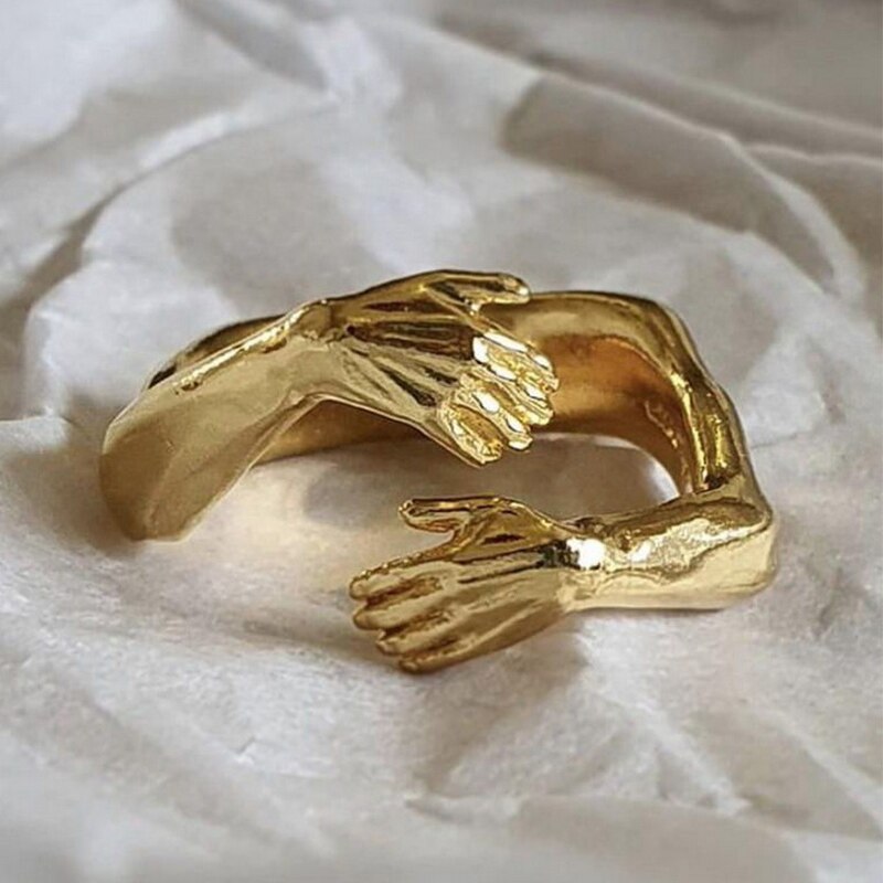 Mode Hand Knuffel Vinger Palm Opening Ringen Voor Mannen Vrouwen Paar Sieraden Zilver Kleur Verstelbare Partij Daily Accessoires: Hug Ring 4