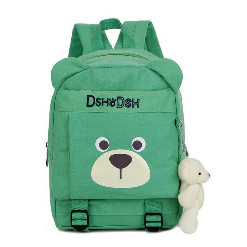 Cute Cartoon Bear Dolls Canvas School Backpack For Children Mini Baby Toddler BookBag For Boys and girls Mochila Rucksacks: Large Green