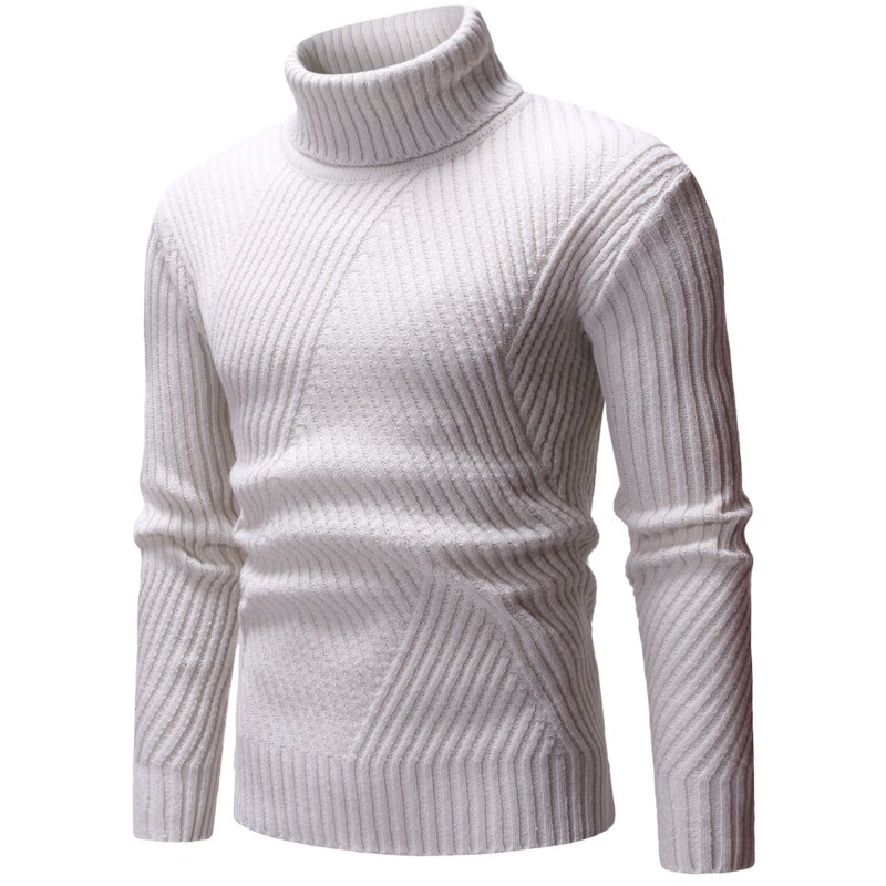 Herre turtleneck sort sweater, herre tyk vintertrøje, afslappet sweater, ensfarvet turtleneck sweater
