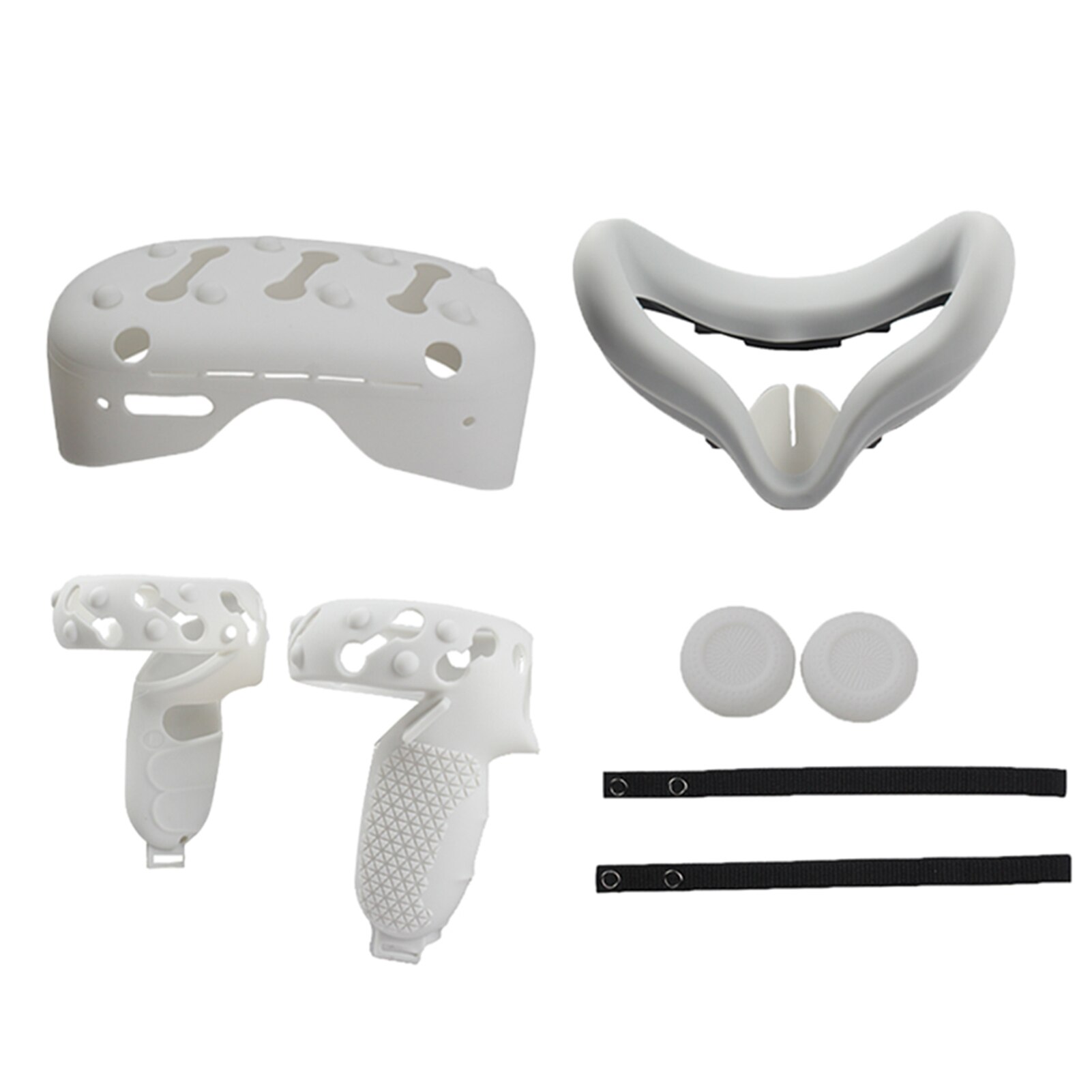Lichtundurchlässiges, rutschfestes headset-pad, controller-griffabdeckung, vr-zubehör, gaming-gesichtskissen-set, schweißabweisend für oculus quest 2: Grau weiß