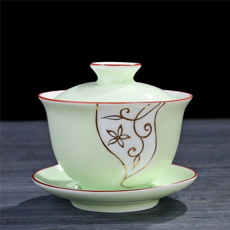 200ml kinesiske traditionelle gaiwan terrin kungfu te kopper porcelæn te skål håndmalet te sæt rejse te tilbehør: 7