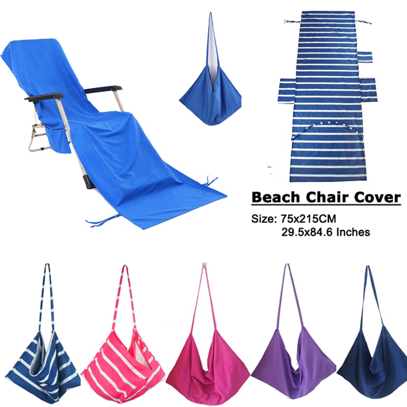 Strand Lounge Stoel Cover Handdoek met Draagtassen Zwembad Lounge Stoelen Cover Badhanddoek