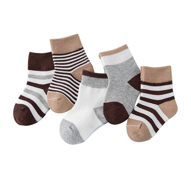 5 paires de chaussettes bébé printemps et automne chaussettes en coton modèles d'explosion dans le tube hommes et femmes chaussettes coréennes mignonnes enfants chaussettes: W016kafeise / 0-1 years old