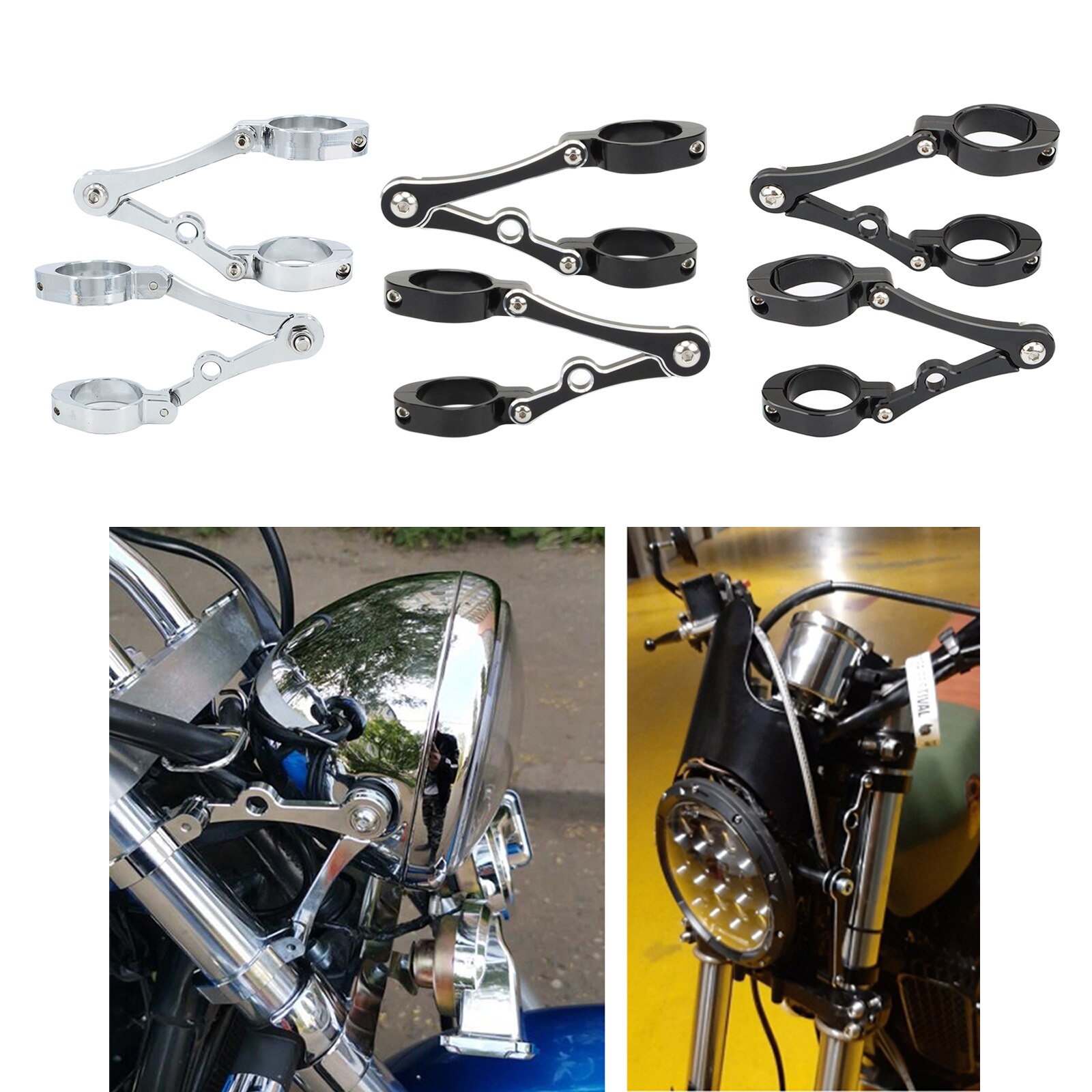 1 Pair Motorcycle Headlight Bracket Mount Clamp 39mm-41mm Fork Tube Spotlight Holder for Honda, Aluminum Alloy