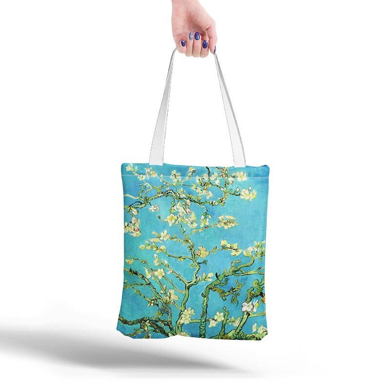 Lieferwagen Gogh Einkaufstasche Grafik Tote Harajuku Käufer Tasche Frauen Leinwand Schulter Tasche Für Weibliche Lustige Eco Große-kapazität sacchetto