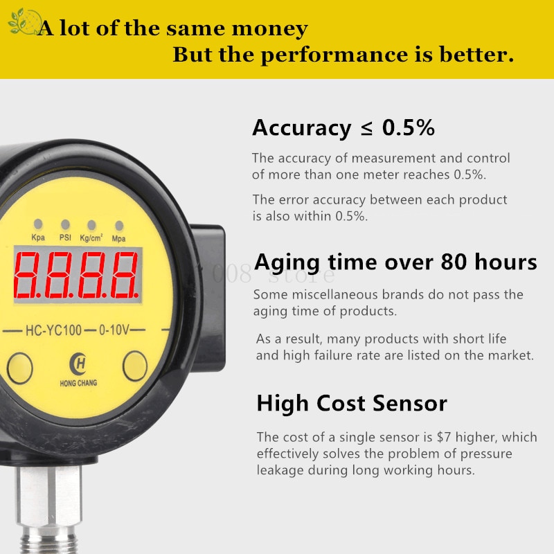 HC-YC100 Digital Remote Pressure Gauge Converter Constant Pressure Water Supply Transmitter Remote Control 0-5V 0-10V