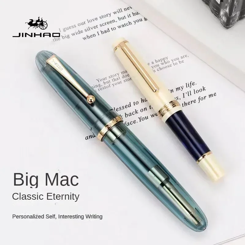 JinHao 9019 pluma estilográfica de lujo acrílico transparente Spin Pen F M papelería suministros escolares de oficina pluma de escritura