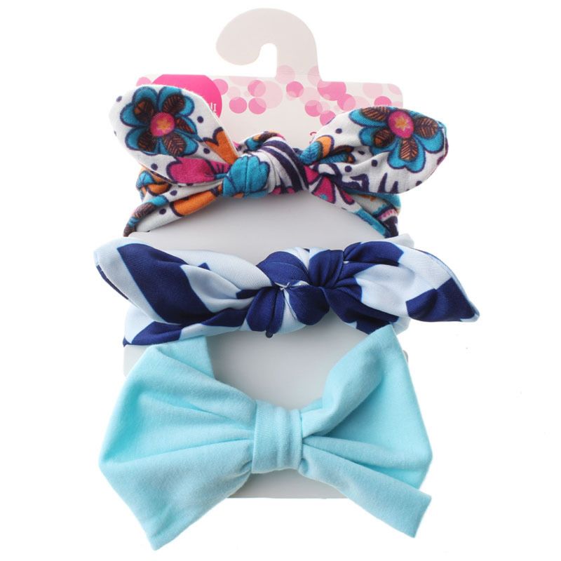 Conjunto de 3 unidades de lazos florales para bebé, diadema con lunares y lazo, diademas de algodón para niña, accesorios para el cabello para niña: 2