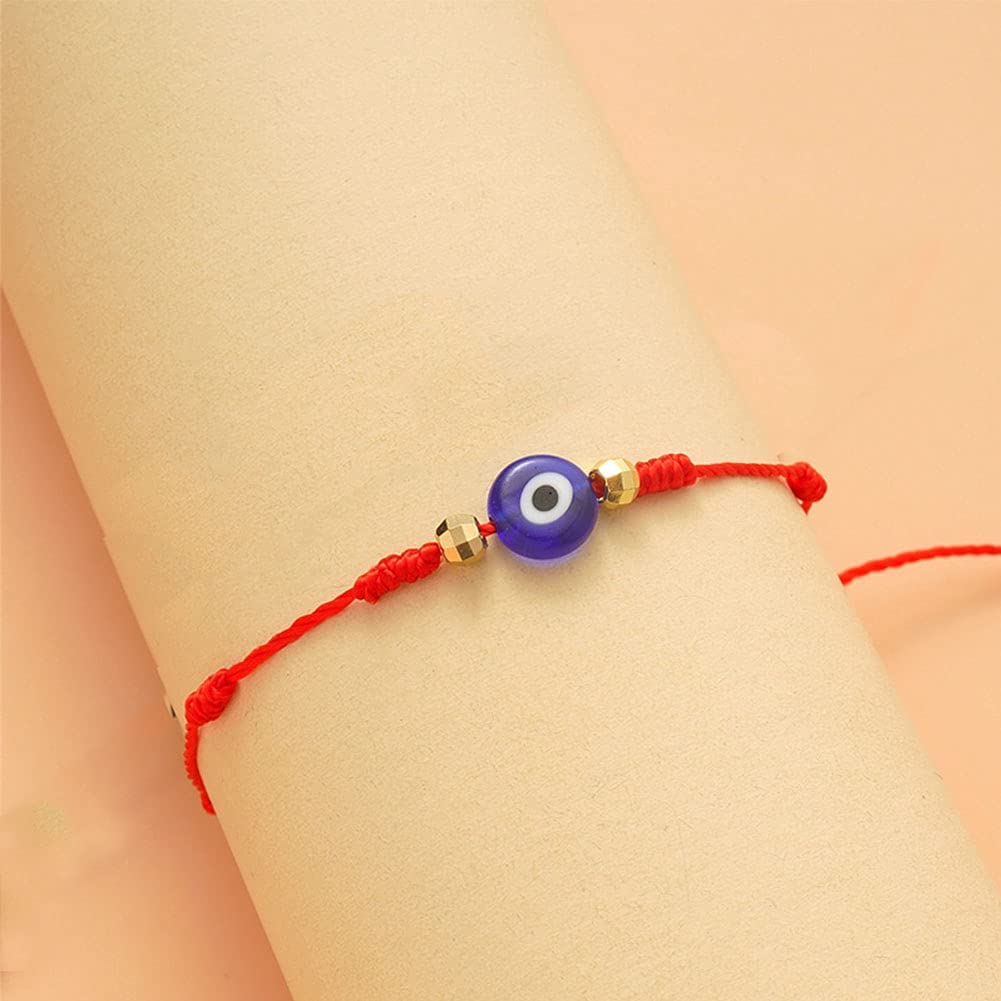 Rood Touw Constellation Armband 7 Knoop Boze Oog Geluk String Bescherming Zodiac Armband Link Charm Voor Vrouwen Meisjes