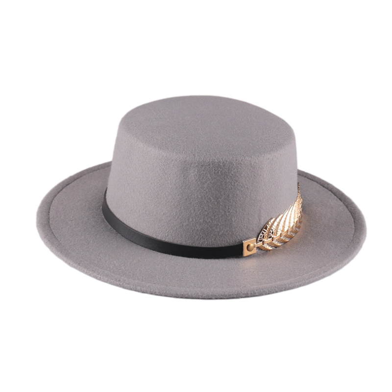 Retro Vilten Hoeden Zwart Voor Vrouwen Met Brede Rand Riem Kerk Mannen Jazz Godfather Fedora Hoed Versierd Dames Schipper hoed Platte