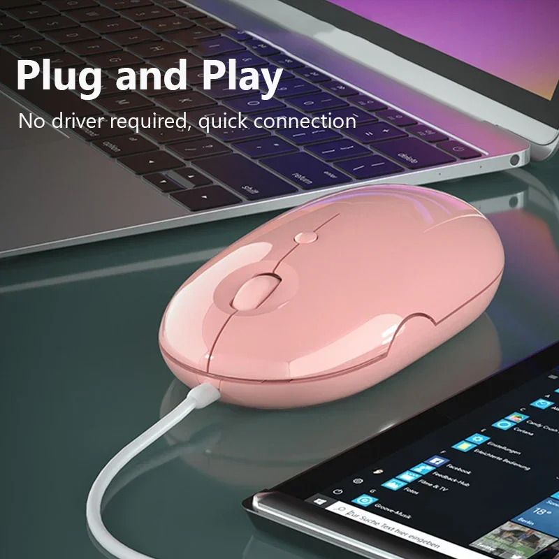 Ergonomiczna mysz do gier Przewodowa mysz komputerowa USB Myszy optyczne Magic Silent Mause For PC Gamer Laptop Pink Girl Gift Office
