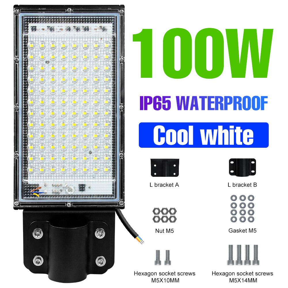 220V Led Licht Binnenplaats Wandlamp IP65 Waterdichte Lampara Led Street Lamp Parken Schijnwerper Billboards Straat Verlichting: Cool-White-100W