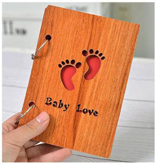 Album Photo en bois de 6 pouces, fait à la main, feuille ample, collé, pour bébés amoureux, mariage, DIY bricolage, Photo commémorative,: Feet - red page