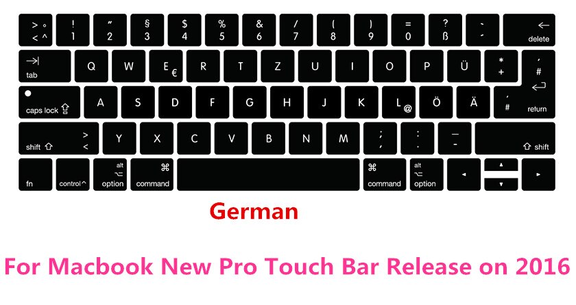 US/ue silikonowy Colemak Dvorak francuski hebrajski klawiatura pokrywa skóry dla Macbook 2017 nowy Pro 13 "A1706 15" A1707 z dotykowym paskiem: German