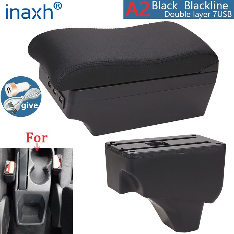Voor Peugeot Armsteun Voor Peugeot Auto Armsteun Box Retrofit Onderdelen Interieur Opbergdoos Accessoires Usb led: A2 Black line 7USB