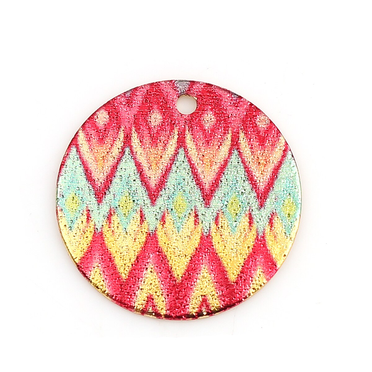 DoreenBeads Women Zinc Based Alloy Enamel Painting Charms Round Gold Color Multicolor Geometric 20mm( 6/8&quot;) Dia, 10 PCs: 6