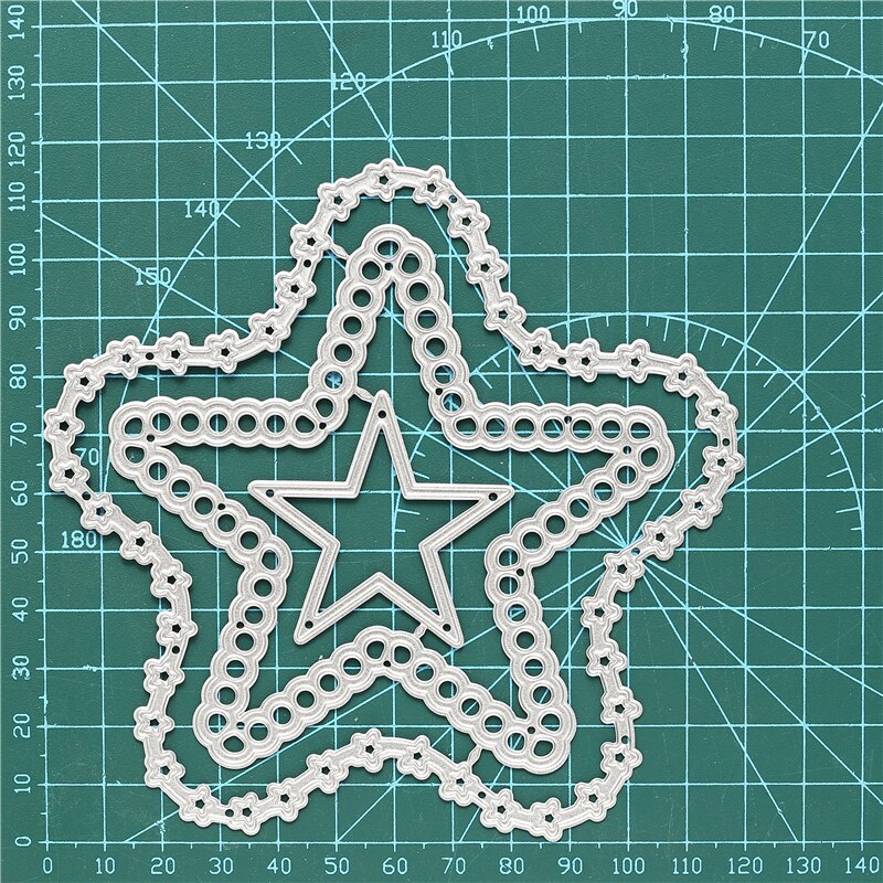 Kokorosa Metal Cutting Dies Nested Round Star Frame Stencils for Scrapbooking DIY Photo Album Paper Card Decor Craft Embossing: Die 2