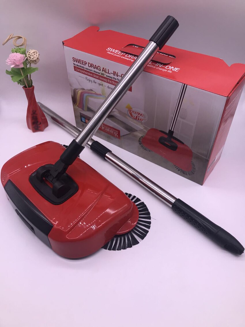Huishoudelijke Schoonmaakmiddelen Machine Hand Push Automatische Veegmachine Bezem 360 Roterende Bezem & Blik & Prullenbak Cleaner Zonder Elektriciteit